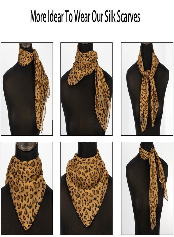 CaySep Womens Soft Lightweight 27'' Leopard-Print Fashion HeadScarf Neck Hair Small Square Scarf - Image 3